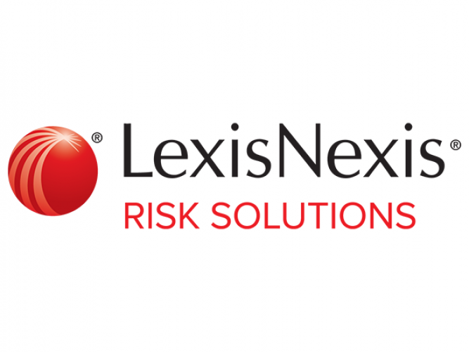 Logo for LexisNexis Risk Solutions. Red Circle, Lexis Nexis is Bold black font Risk Solutions in red font