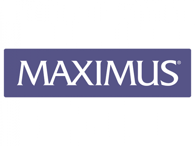 Logo for Maximus. Purple background with white text