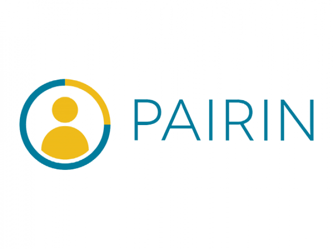 Logo for PAIRIN. Teal circle with yellow human icon the center and PAIRIN in teal outside of circle to the right