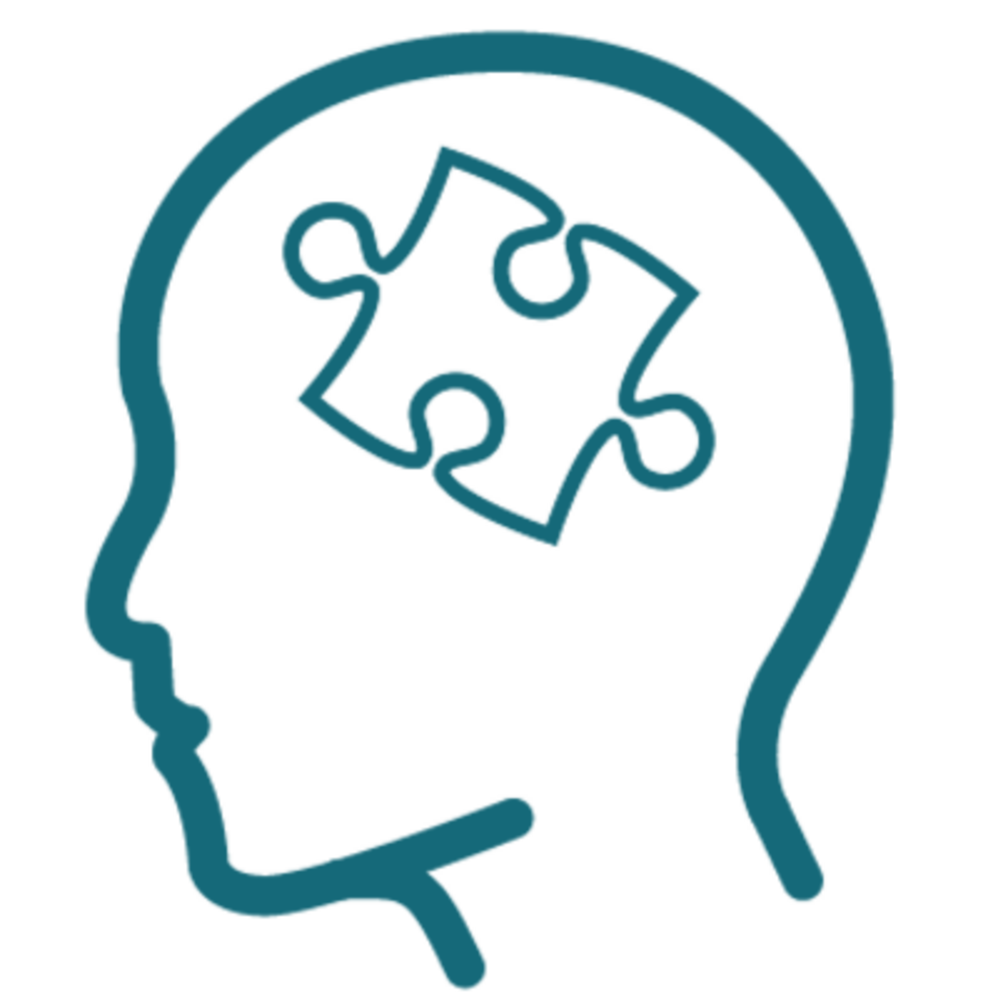 Graphic outline of a head with a puzzle piece inside of it
