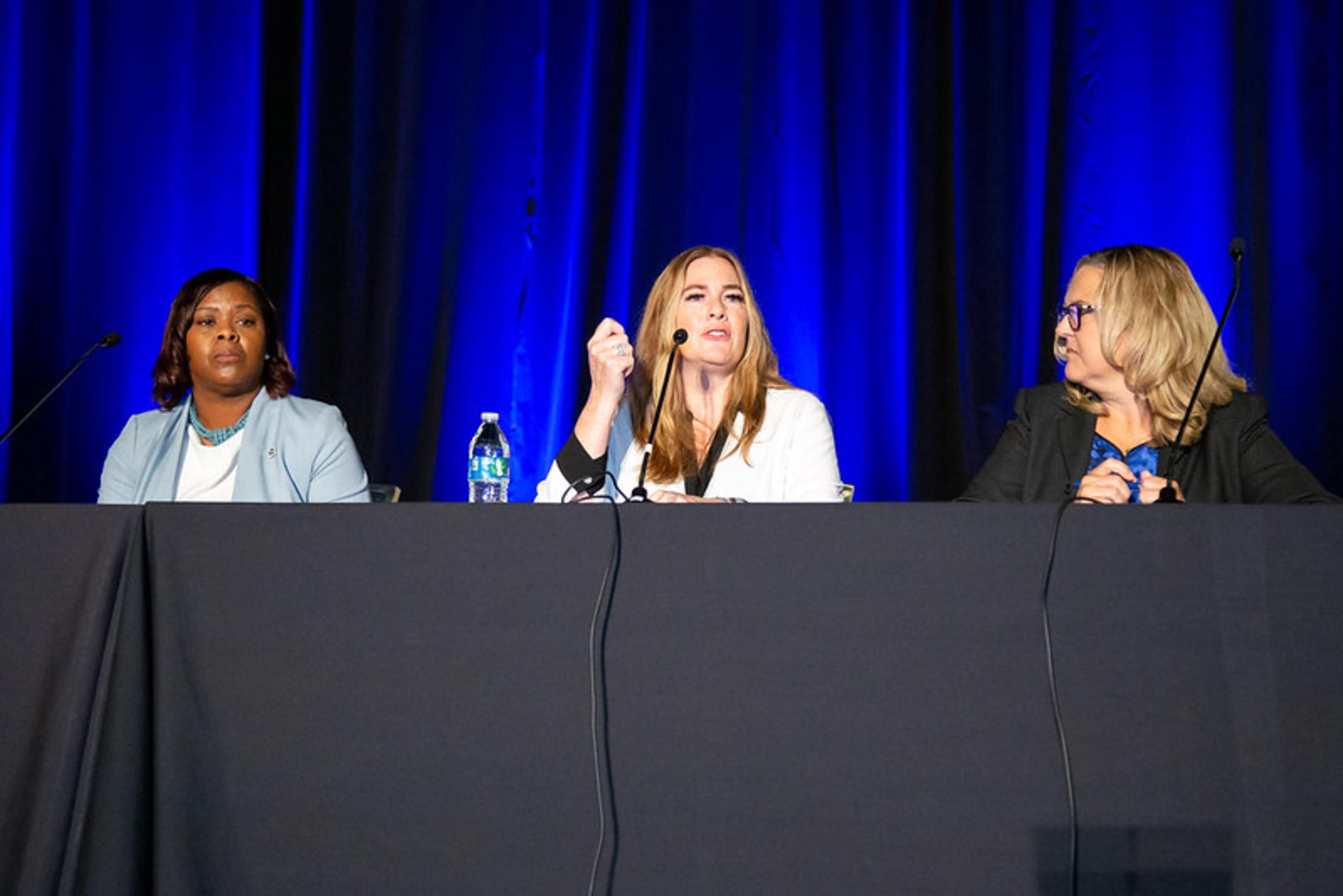 2025-2026 Board Chair Cami Feek speaks during a panel at the 2025 NASWA SUMMIT