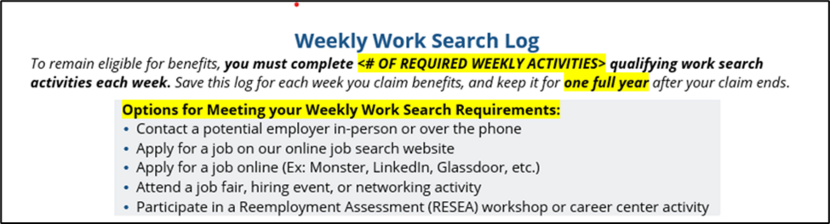 work search log