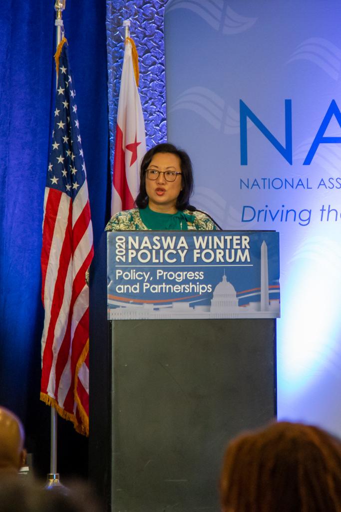 Anna Hui (MO), NASWA Board President welcomes attendees to the 2020 NASWA Winter Policy Forum